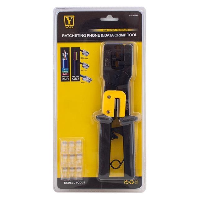 Powermaster YK-376M RJ11-RJ12-RJ22-RJ45 3'Lü Soket Sıkma Pensesi