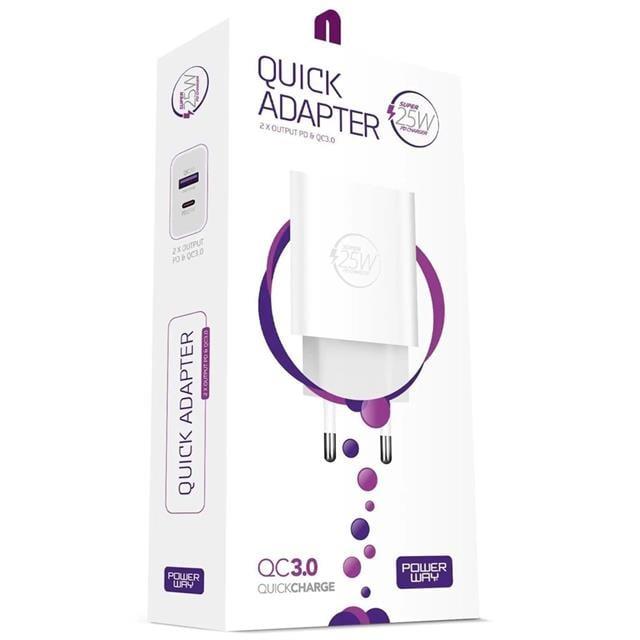 Powerway HW25 Usb 3.0 / Type-C 25W 3.0 A Hızlı Şarj Aleti Başlığı PD25W