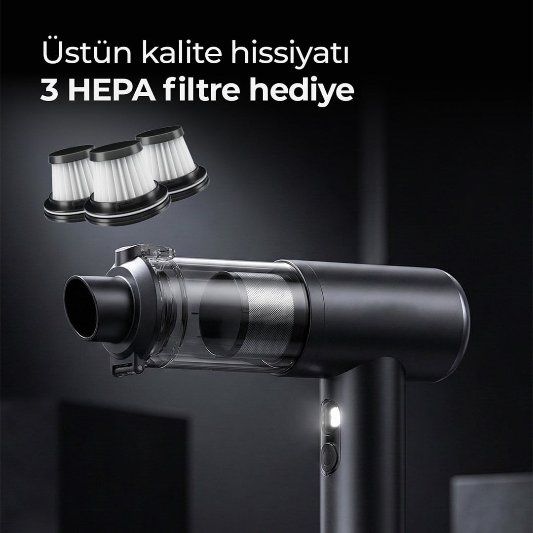 Snapron SNV-3001 100W 17000PA Şarjlı Mini Araç ve Ev Süpürgesi + EVA Taşıma Çantalı Çok Fonksiyonlu Set