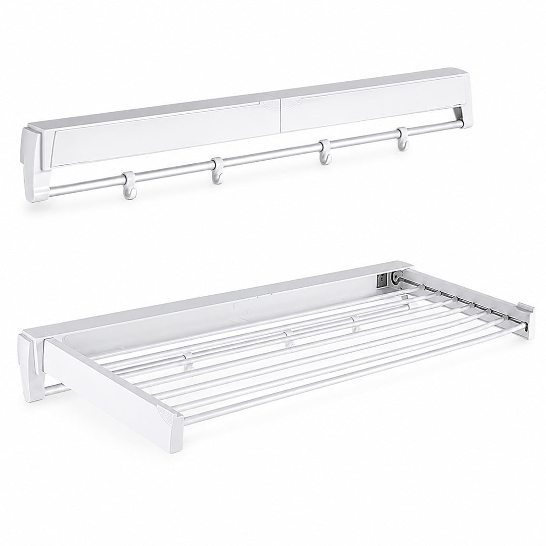 Sunup SN-37717 Katlanabilir Çamaşır Askılığı Duvara Monte Gizli Balkon Akordeon Kurutma Beyaz