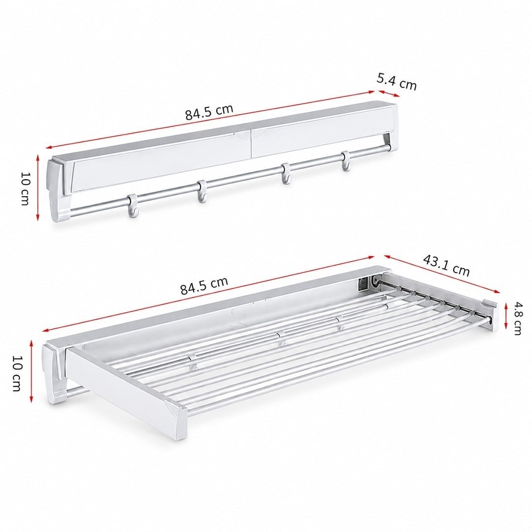 Sunup SN-37717 Katlanabilir Çamaşır Askılığı Duvara Monte Gizli Balkon Akordeon Kurutma Beyaz