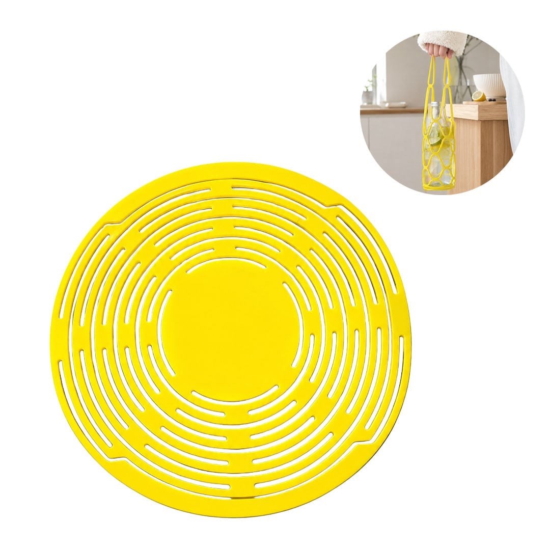 Sunup SN-38898 Silikon Isı Yalıtım Pedi Sarı Dairesel Kanallı Esnek Mutfak Nihalesi ve Tezgah Koruyucu