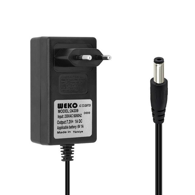 Weko 7.2Volt - 1Amper 5.5X2.5 Uçlu Ledli Yerli Üretim Priz Tipi Adaptör