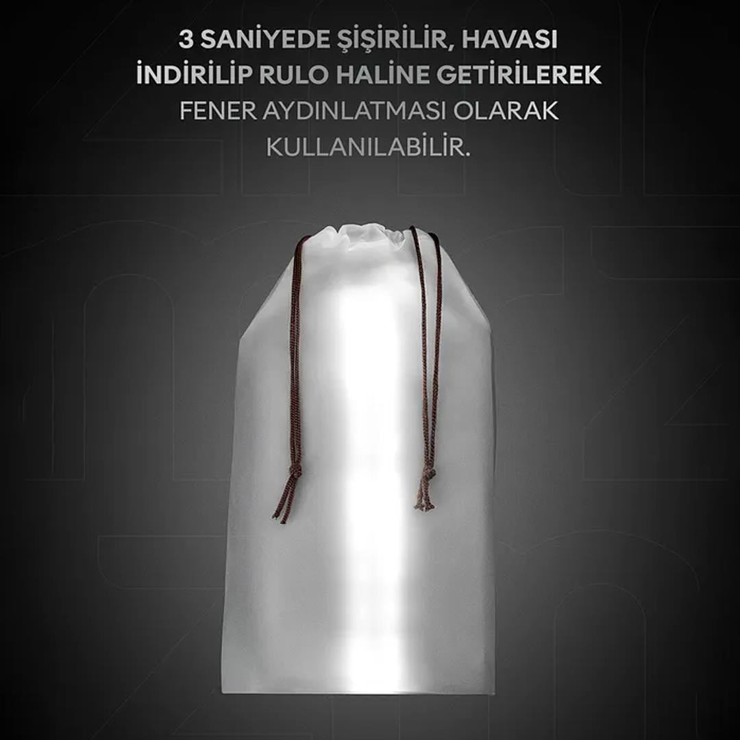 ZMR ZMR-385 Katlanır Şişirilebilir Beyaz Ledli Aydınlatma Tüpü USB Ve Güneş Enerjisi Şarjlı Armatür