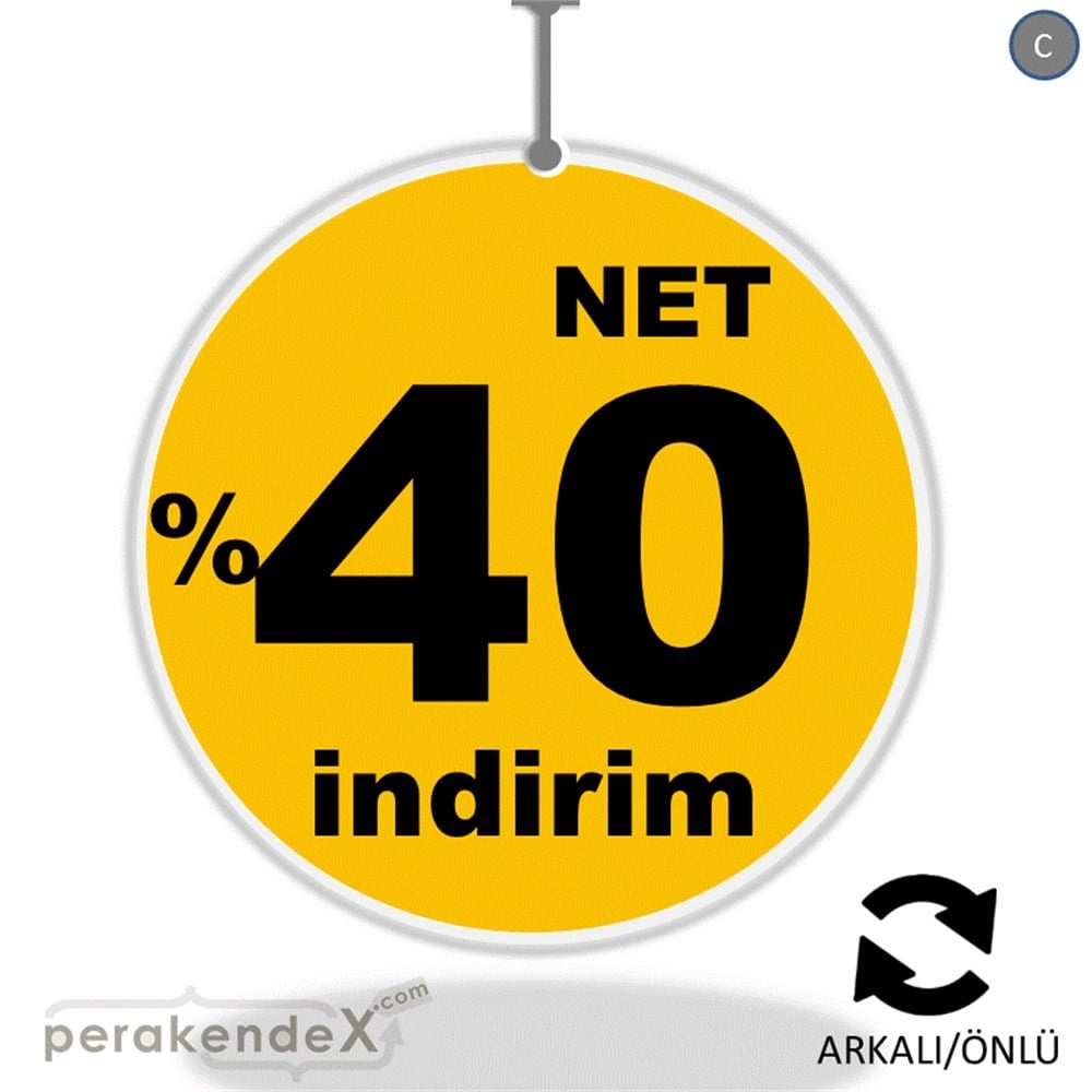 net yüzde 40 indirim DÖNKARTI -oval,çift yön baskı
