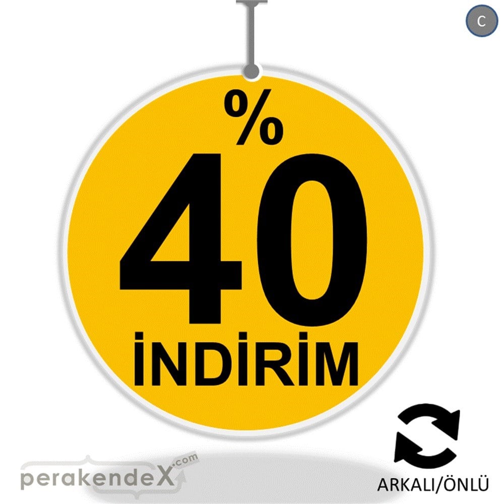 yüzde 40 indirim DÖNKARTI -oval,çift yön baskı