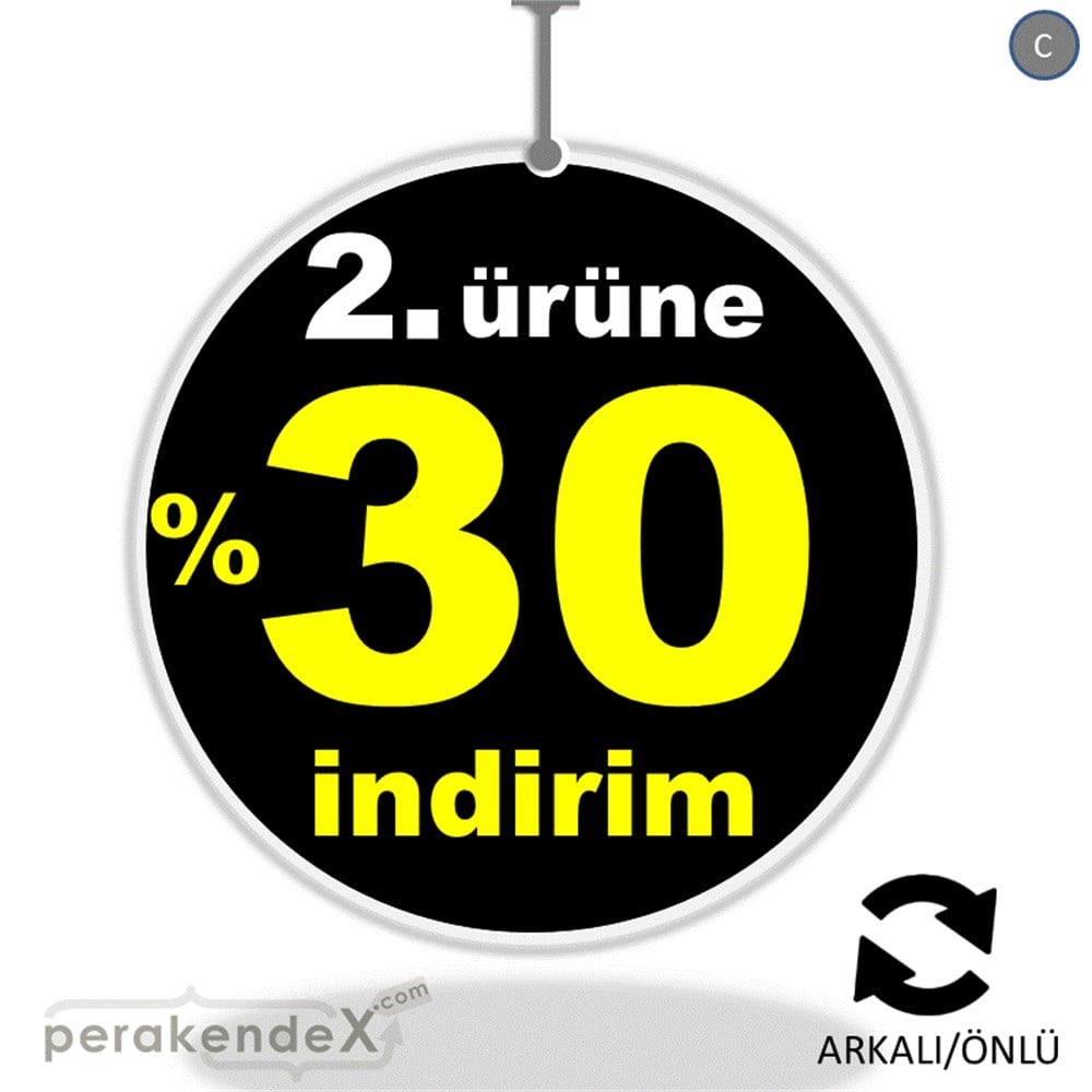 2. ürüne yüzde 30 indirim DÖNKARTI -oval,çift yön baskı