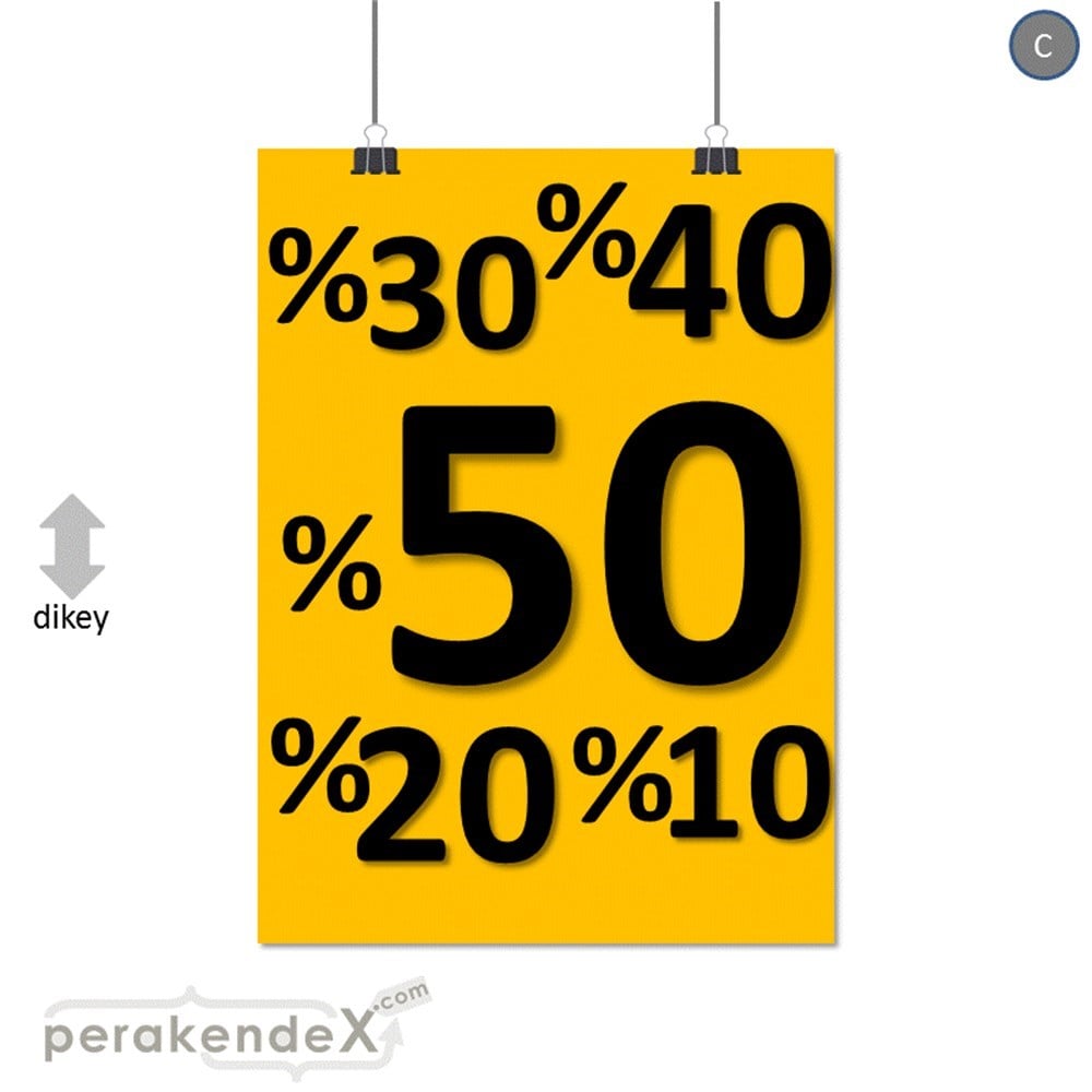 yüzde(50-40-30-20-10) indirim SERT PLASTİK POSTER -dikdörtgen,tek yön baskı