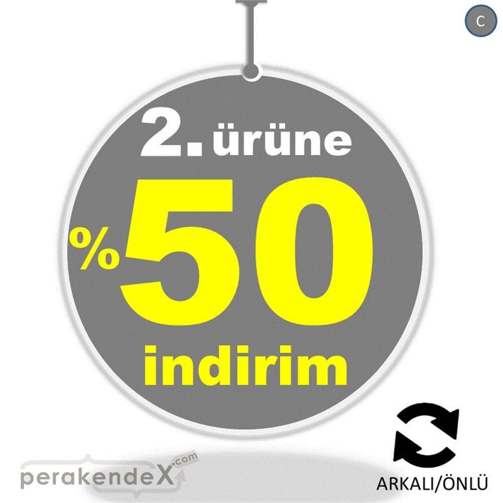 2. ürüne yüzde 50 indirim DÖNKARTI -oval,çift yön baskı