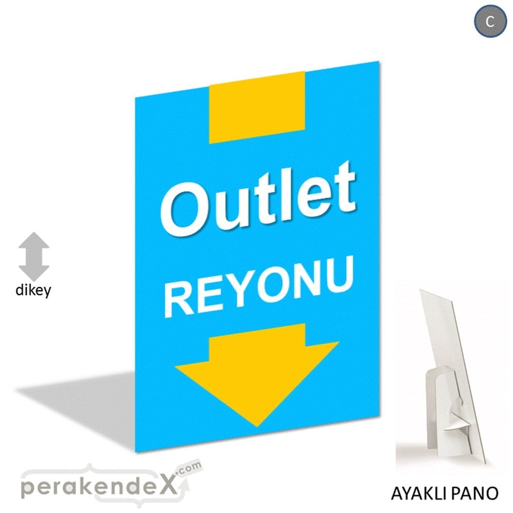 outlet reyonu AYAKLI REKLAM PANOSU -dikdörtgen,tek yön baskı