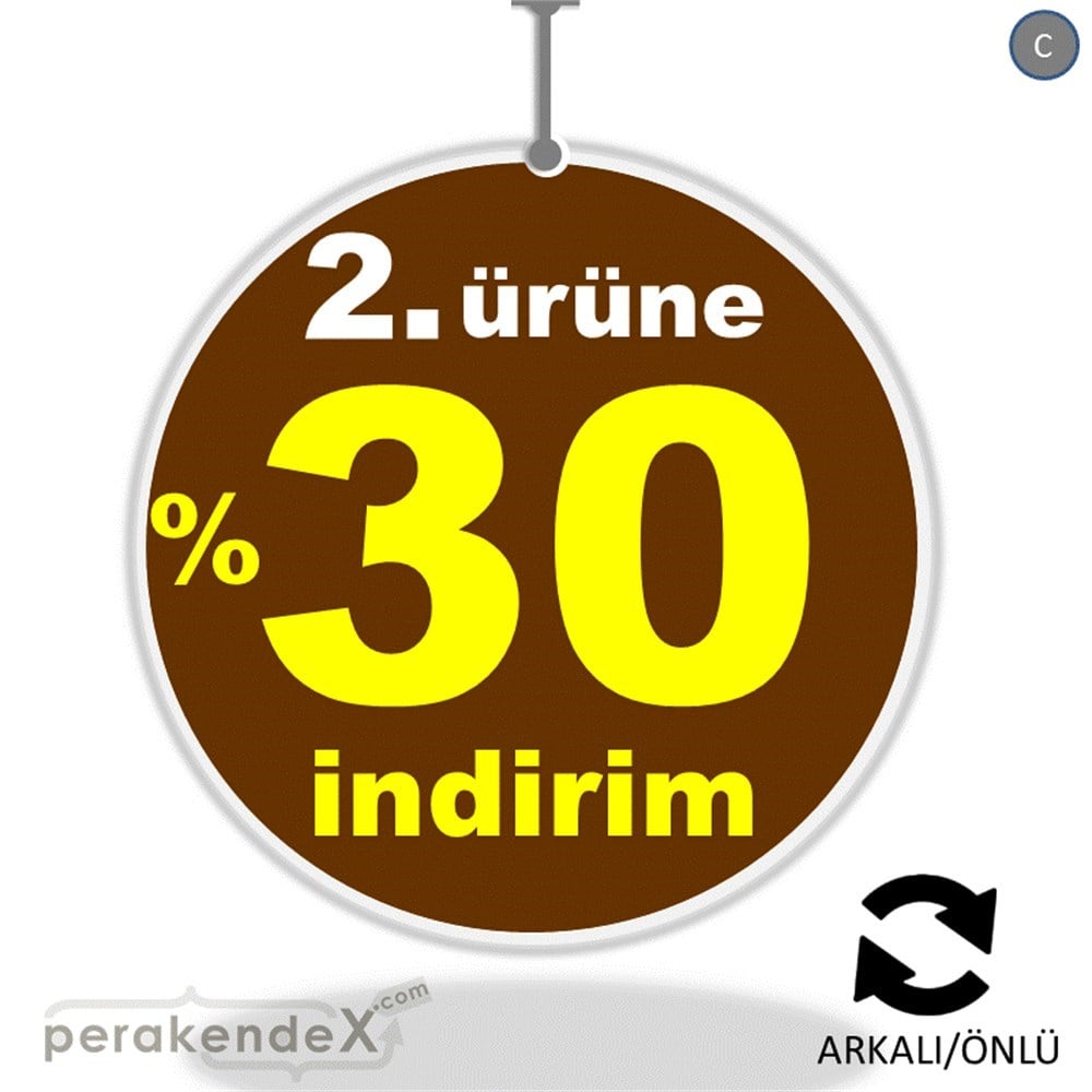 2. ürüne yüzde 30 indirim DÖNKARTI -oval,çift yön baskı