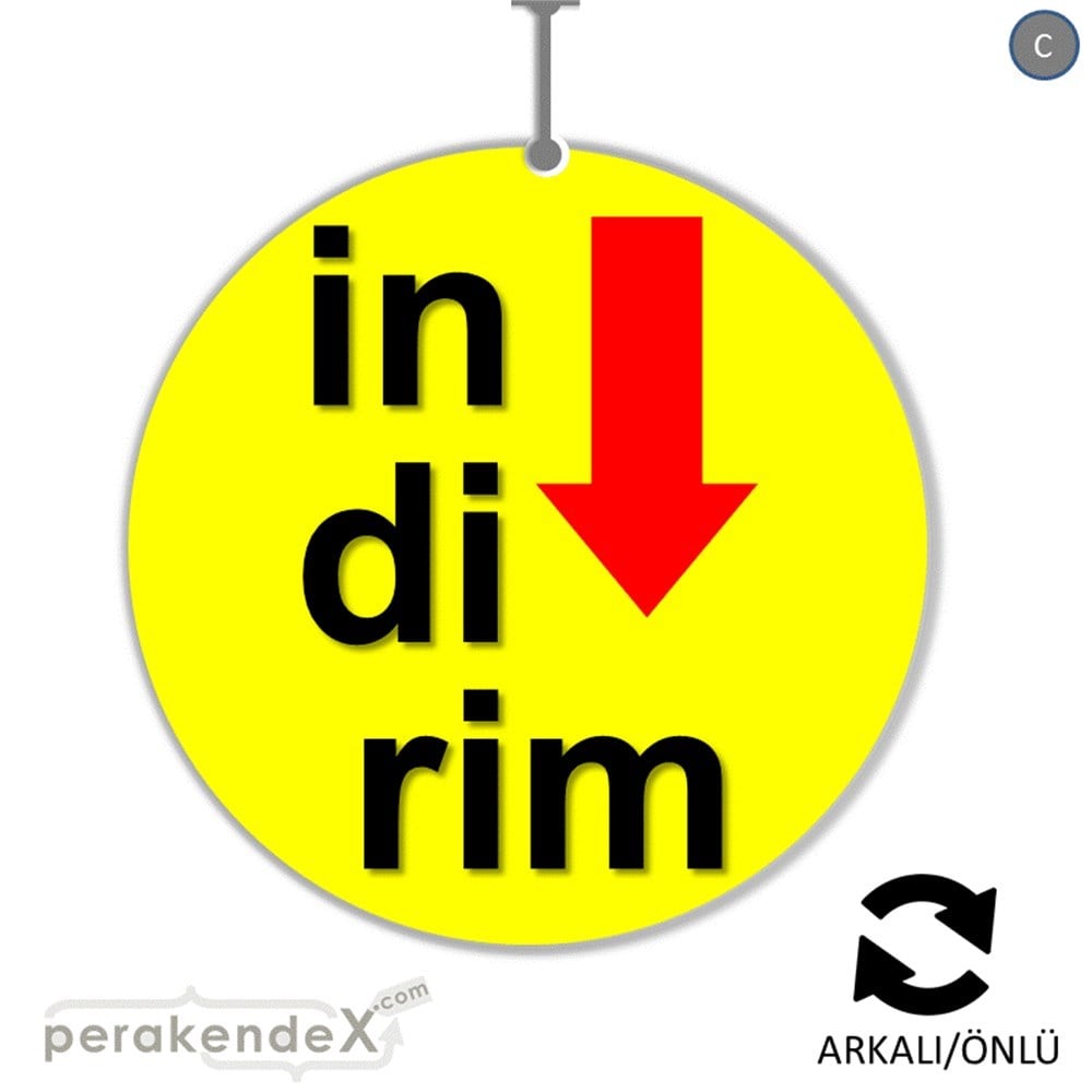 oklu>heceli indirim DÖNKARTI -oval,çift yön baskı