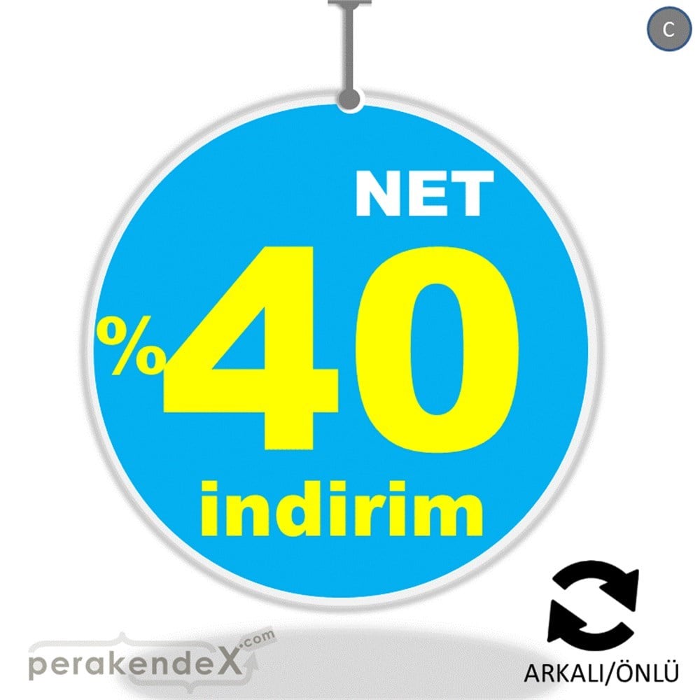 net yüzde 40 indirim DÖNKARTI -oval,çift yön baskı