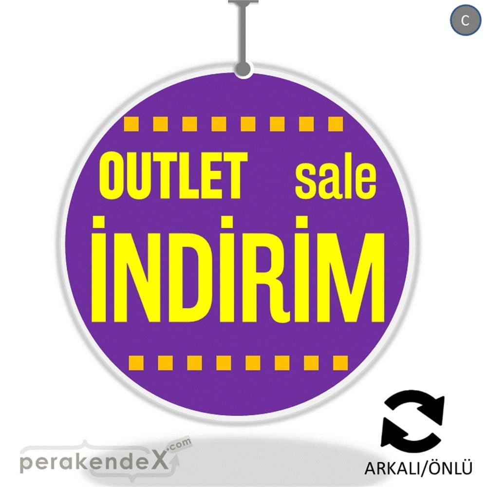 outlet sale indirim DÖNKARTI -oval,çift yön baskı