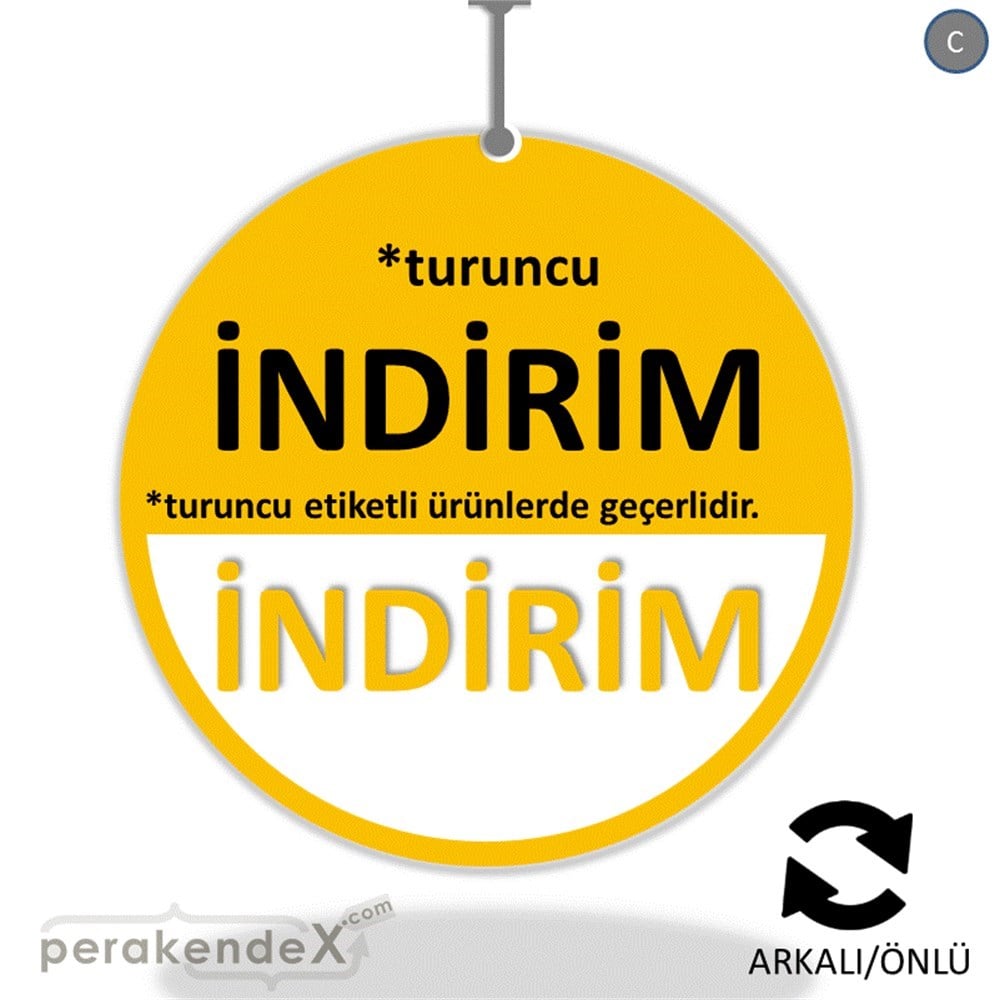 etiket rengine göre indirim DÖNKARTI -oval,çift yön baskı