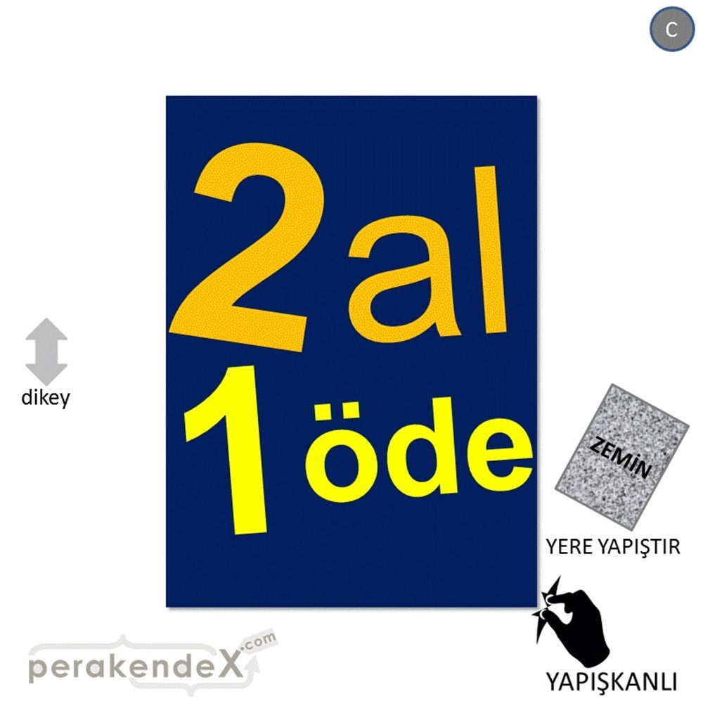 2 al 1 öde YER ZEMİNE YAPIŞIR -dikdörtgen,tek yön baskı