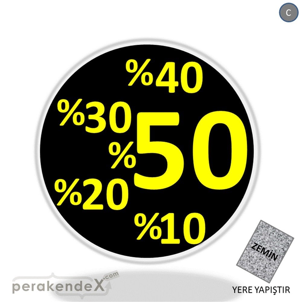 yüzde(50-40-30-20-10) indirim YER ZEMİNE YAPIŞIR -oval,tek yön baskı