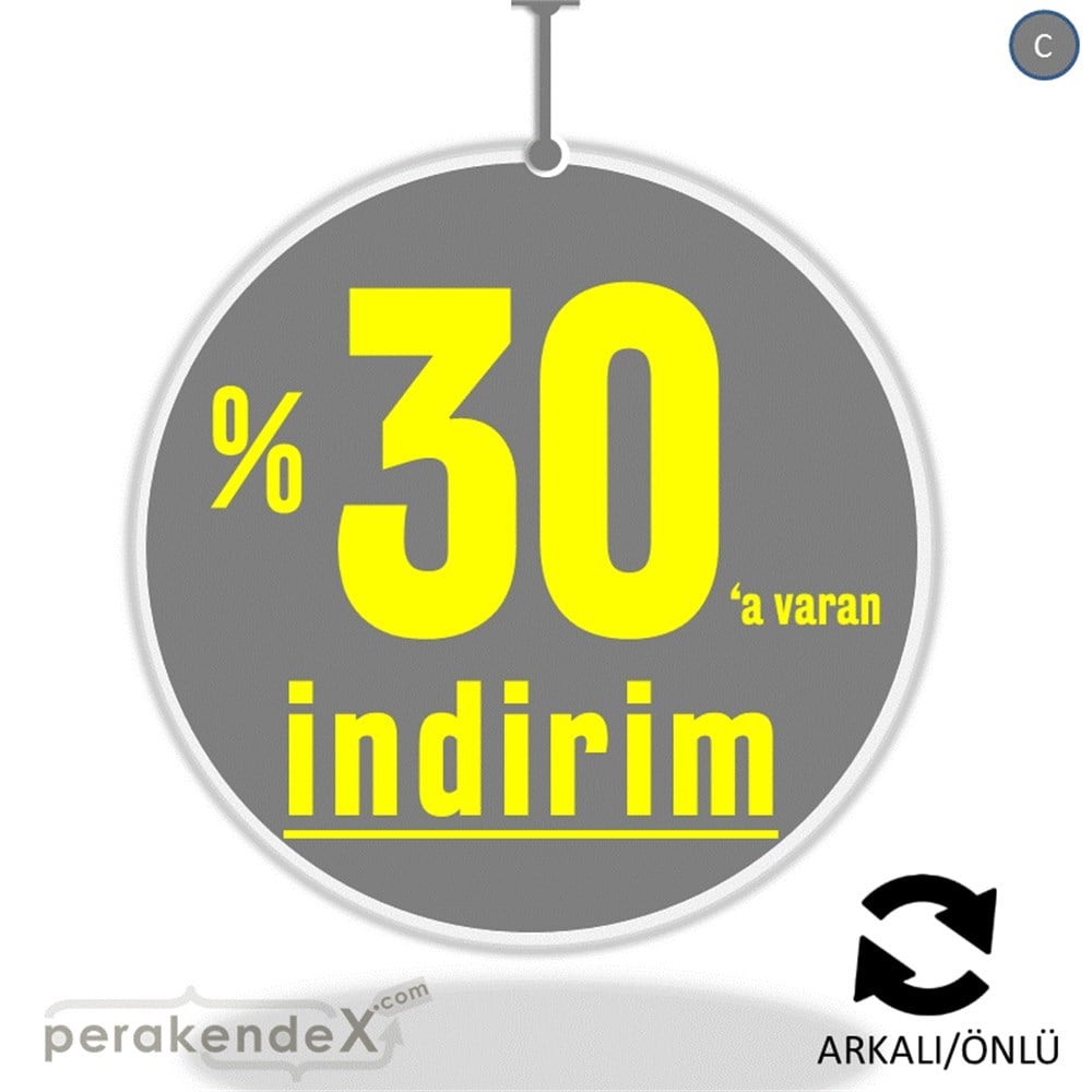 yüzde 30 a varan indirim DÖNKARTI -oval,çift yön baskı