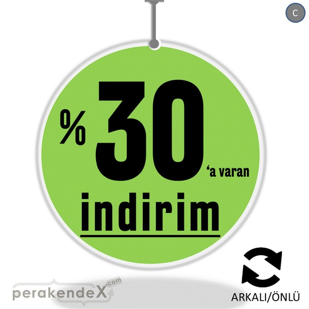 yüzde 30 a varan indirim DÖNKARTI -oval,çift yön baskı