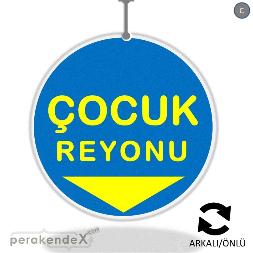 çocuk reyonu yönlendirme DÖNKARTI -oval,çift yön baskı