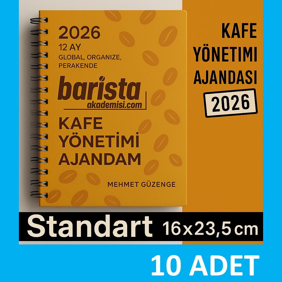 10 adet KAFE YÖNETİM & BARİSTA AJANDASI 2026 --xx -Standart Boy - 12 AYLIK//MAĞAZA YÖNETİM AJANDASI