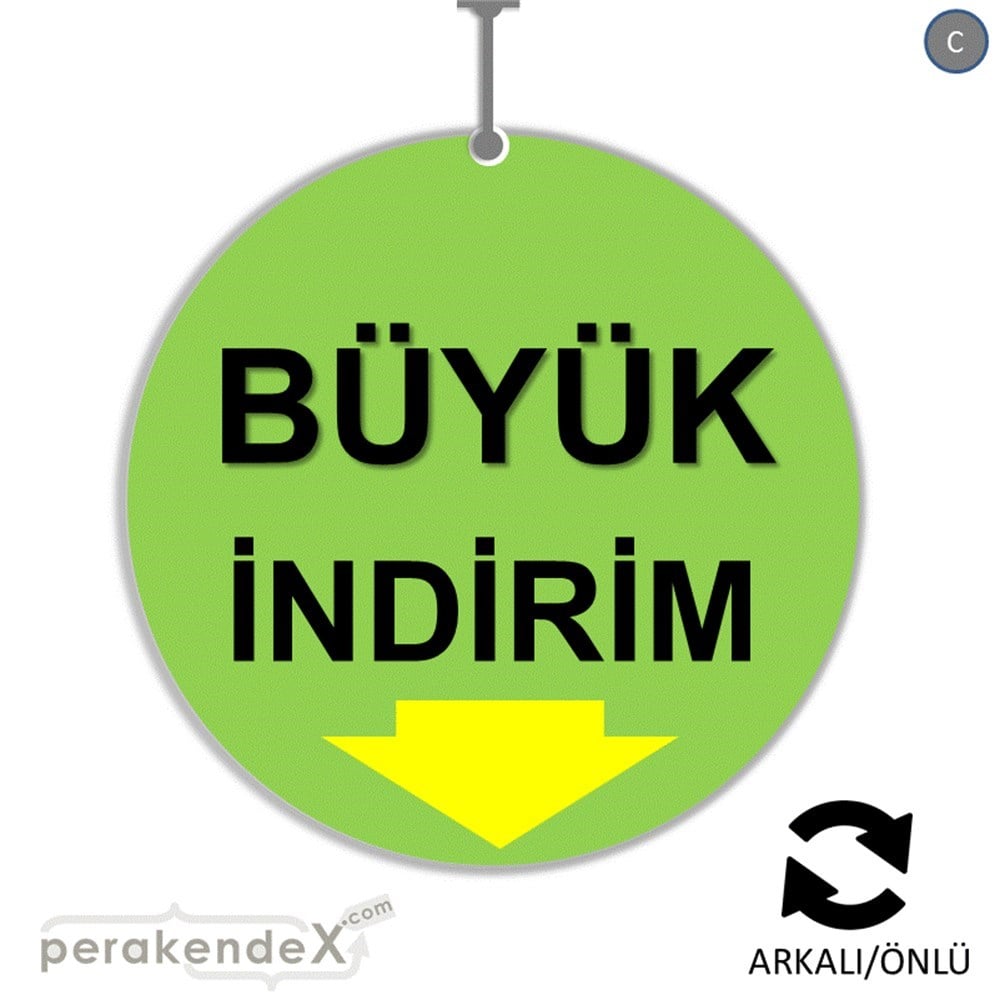 büyük indirim DÖNKARTI -oval,çift yön baskı