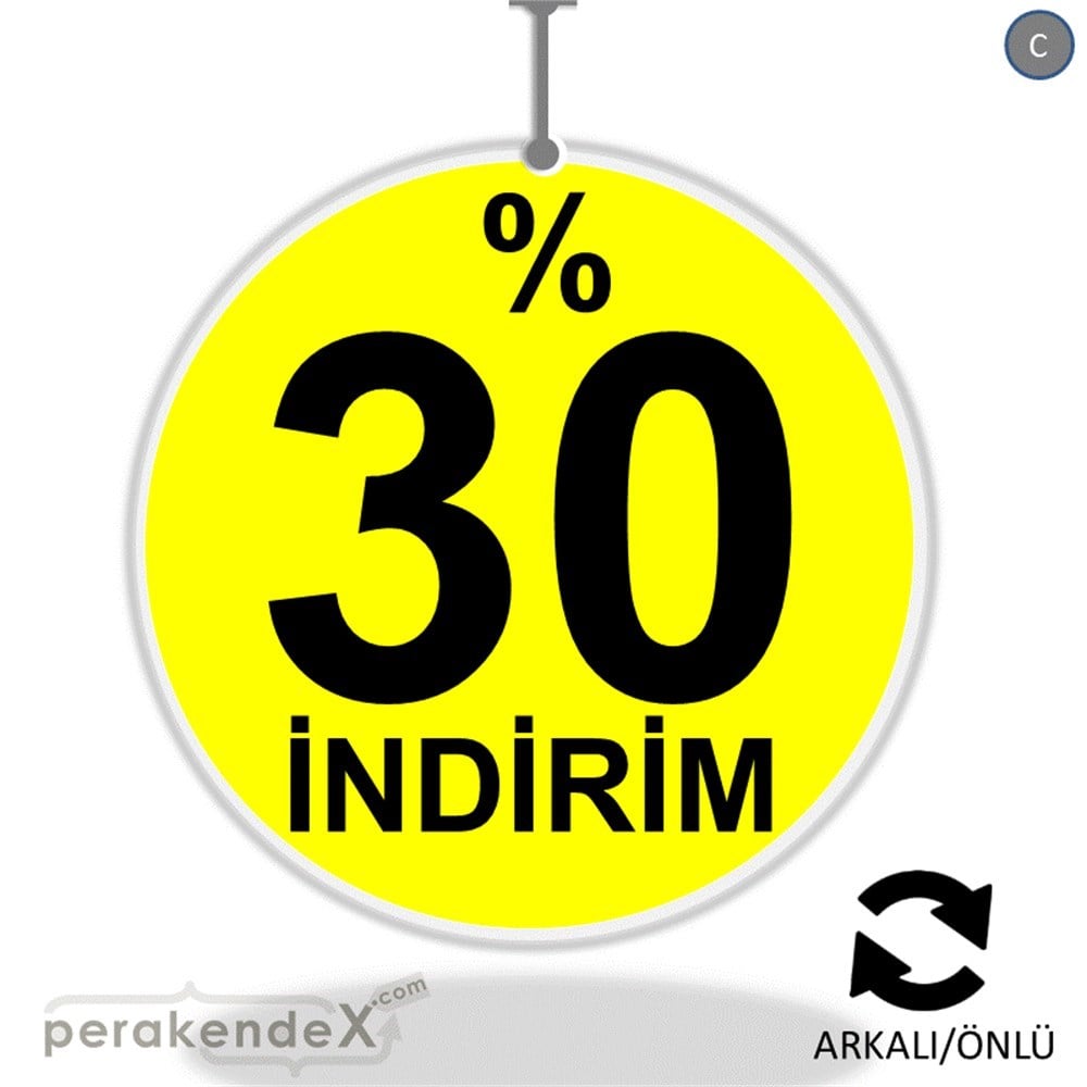yüzde 30 indirim DÖNKARTI -oval,çift yön baskı