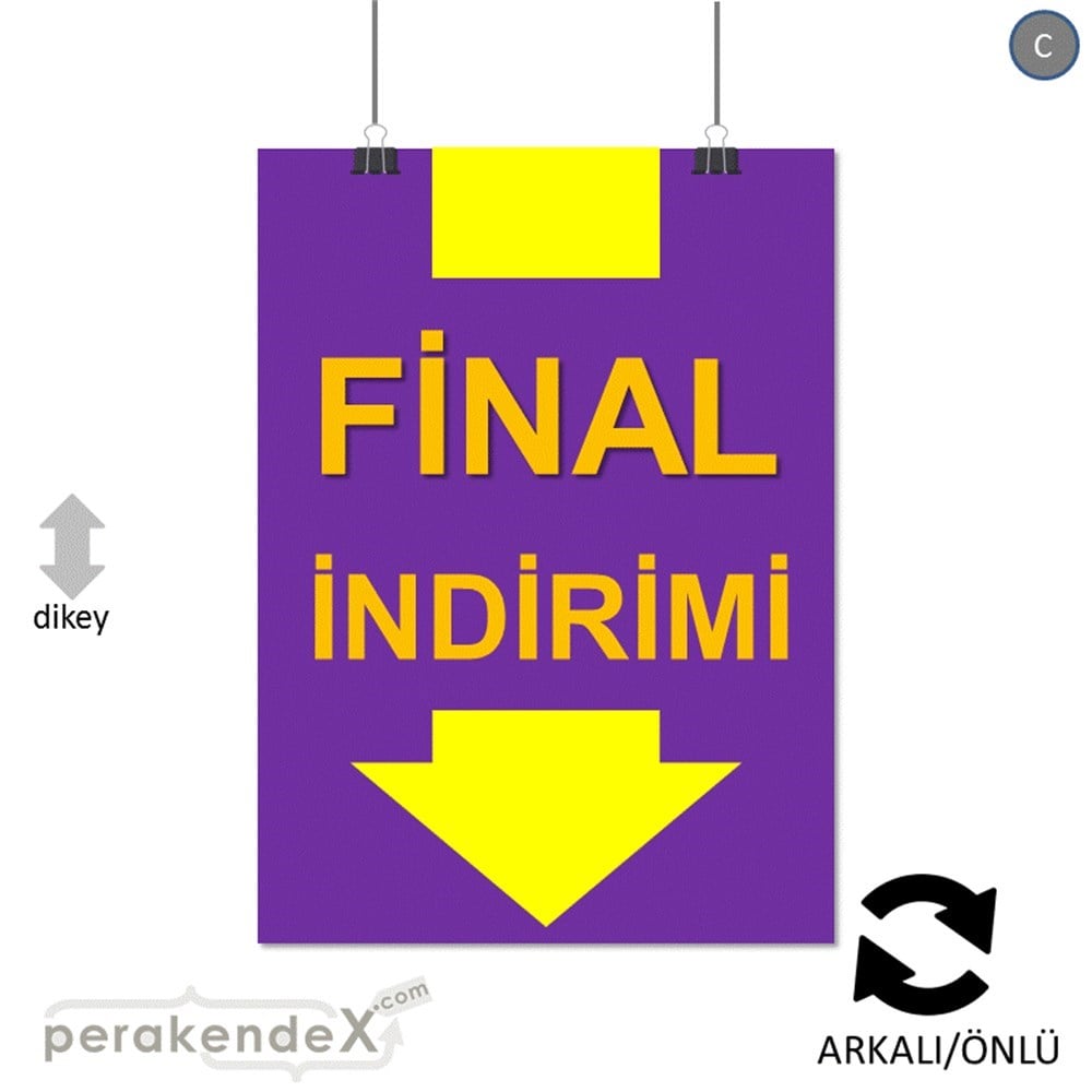 final indirimi SERT PLASTİK POSTER -dikdörtgen,çift yön baskı