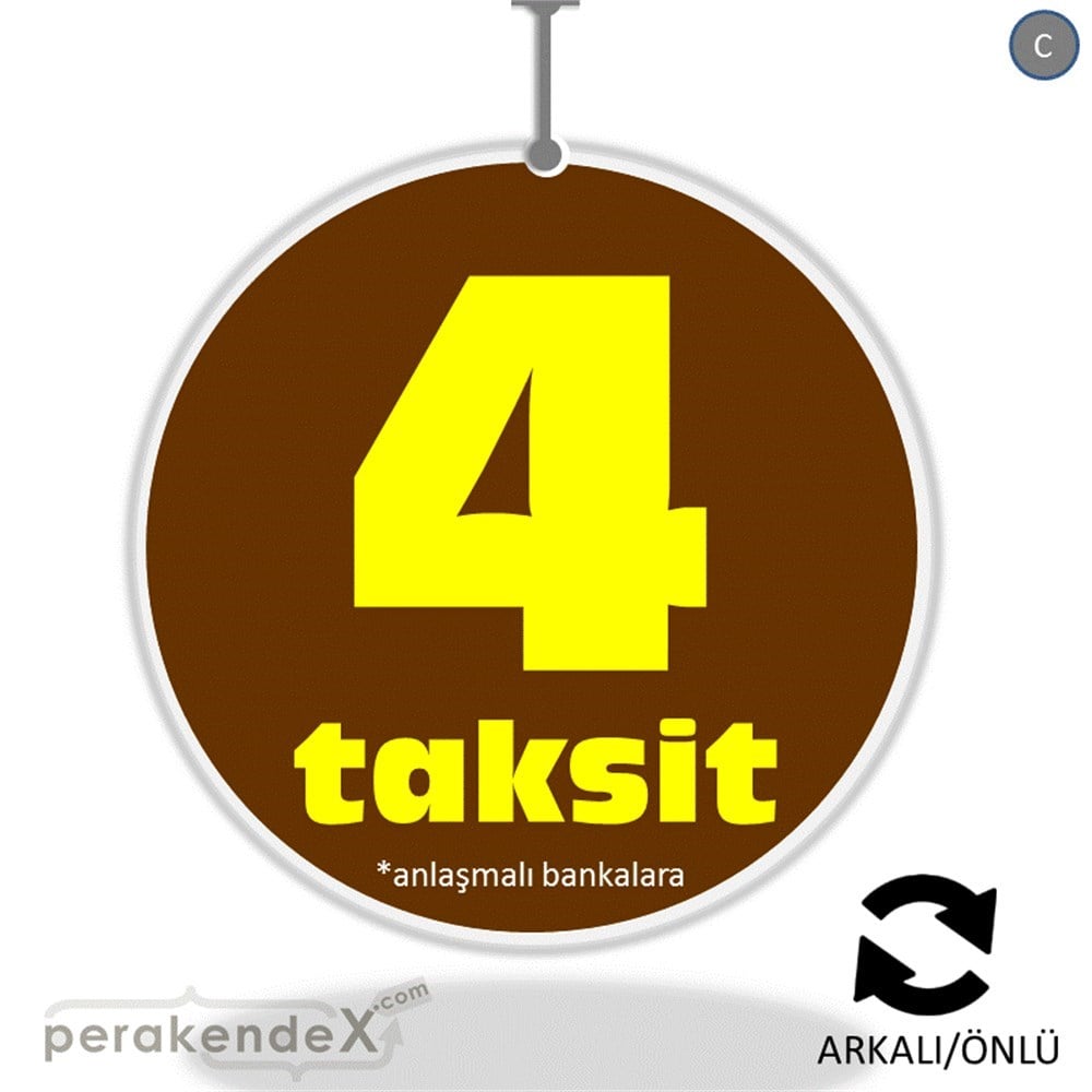 anlaşmalı bankalara 4 taksit DÖNKARTI -oval,çift yön baskı