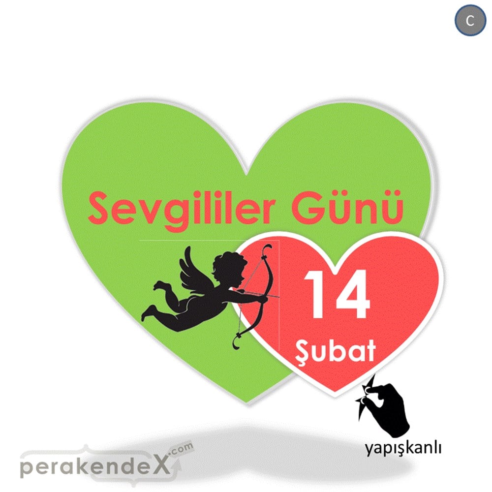 14 şubat sevgililer günü eros VİTRİN - CAM FOLYO,  VİNİL -Kalp,tek yön baskı