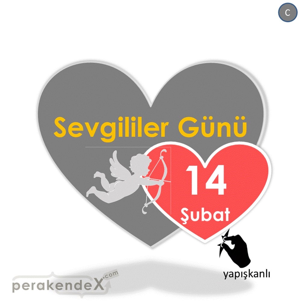 14 şubat sevgililer günü eros VİTRİN - CAM FOLYO,  VİNİL -Kalp,tek yön baskı