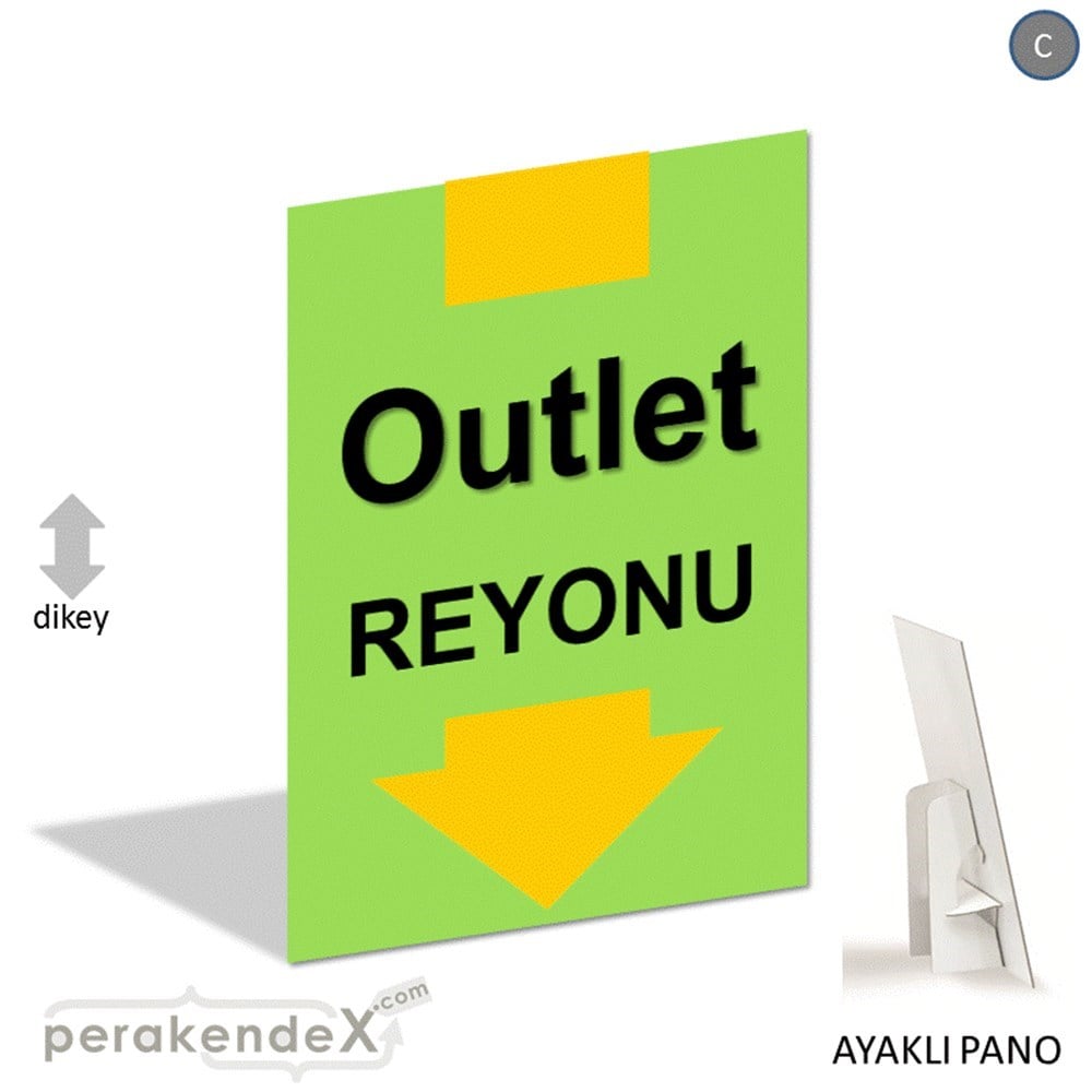 outlet reyonu AYAKLI REKLAM PANOSU -dikdörtgen,tek yön baskı