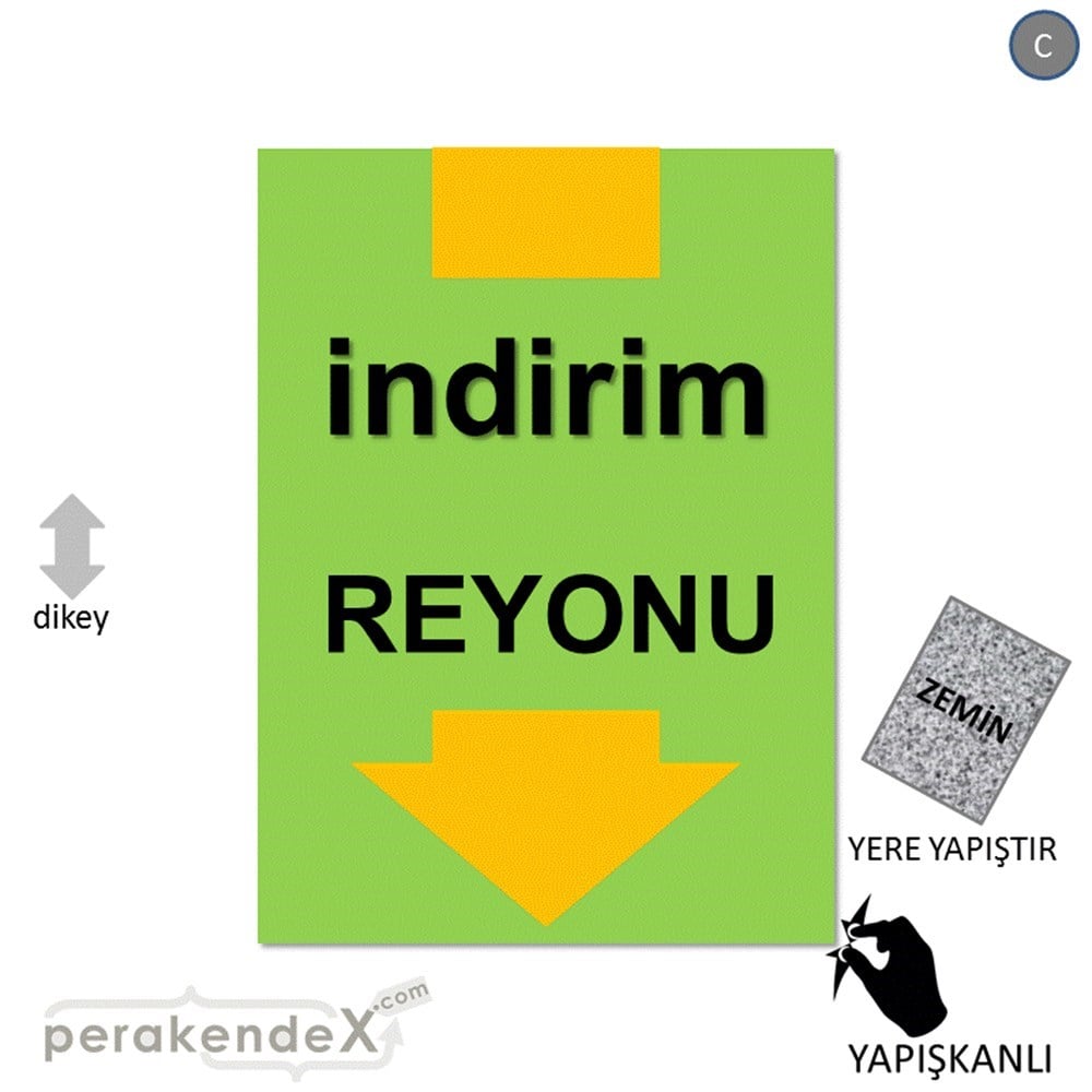 indirim reyonu YER ZEMİNE YAPIŞIR -dikdörtgen,tek yön baskı