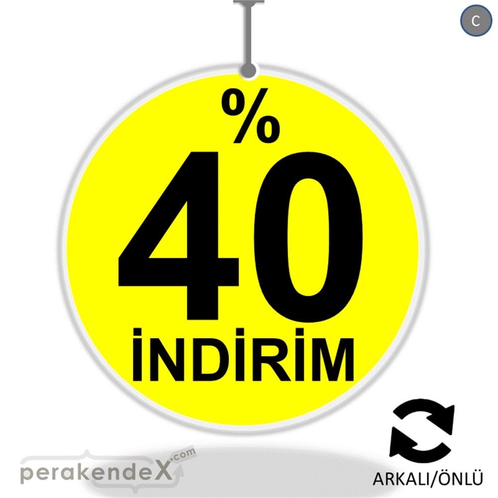 yüzde 40 indirim DÖNKARTI -oval,çift yön baskı