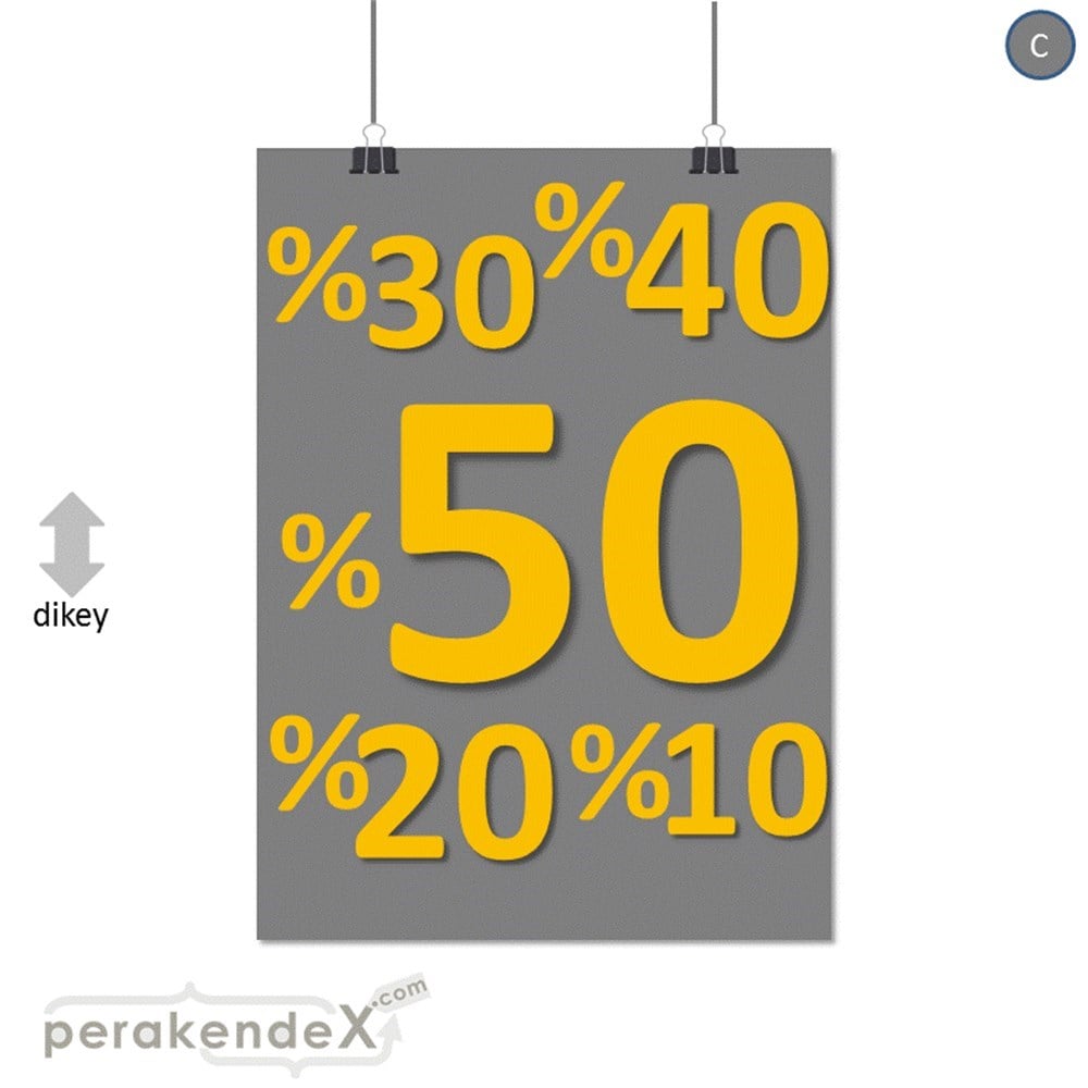 yüzde(50-40-30-20-10) indirim SERT PLASTİK POSTER -dikdörtgen,tek yön baskı