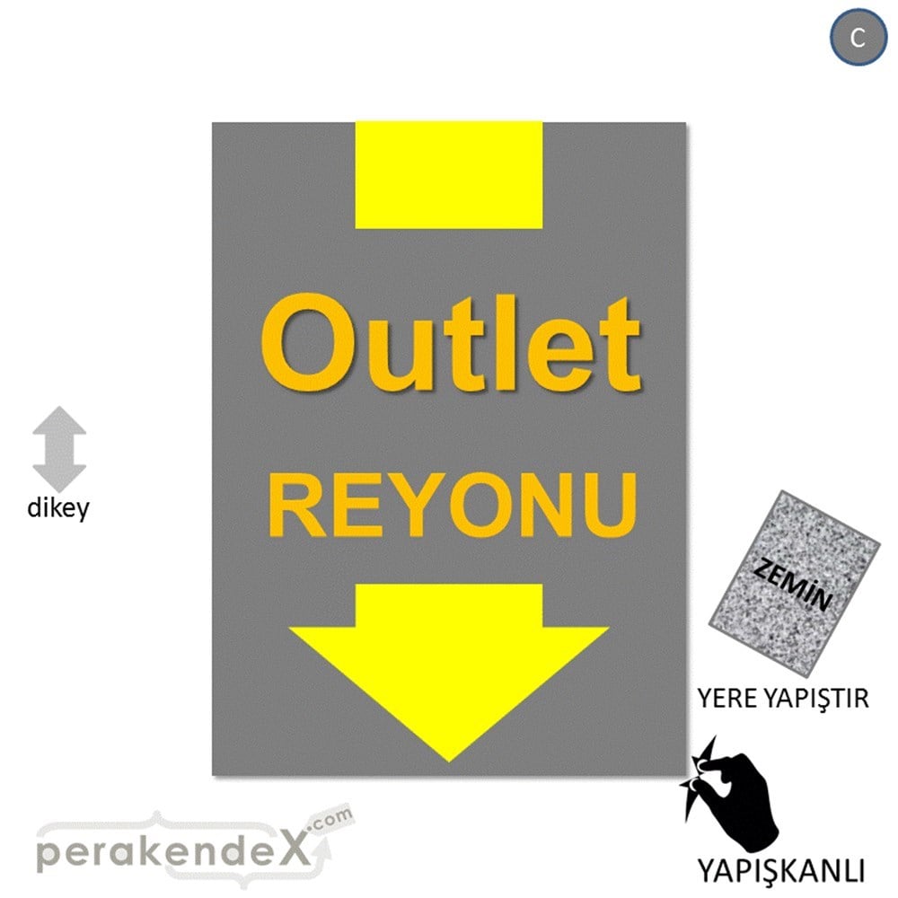 outlet reyonu YER ZEMİNE YAPIŞIR -dikdörtgen,tek yön baskı