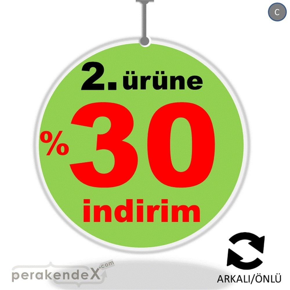 2. ürüne yüzde 30 indirim DÖNKARTI -oval,çift yön baskı