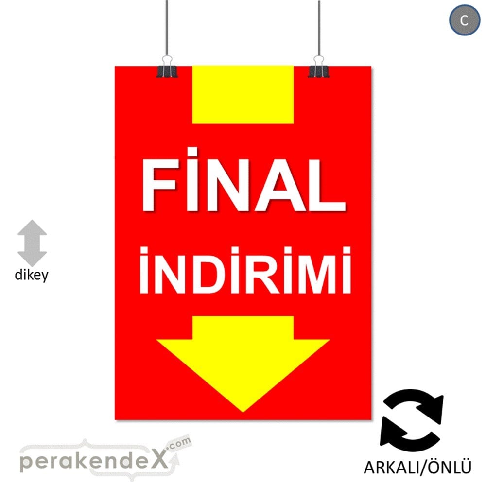 final indirimi SERT PLASTİK POSTER -dikdörtgen,çift yön baskı