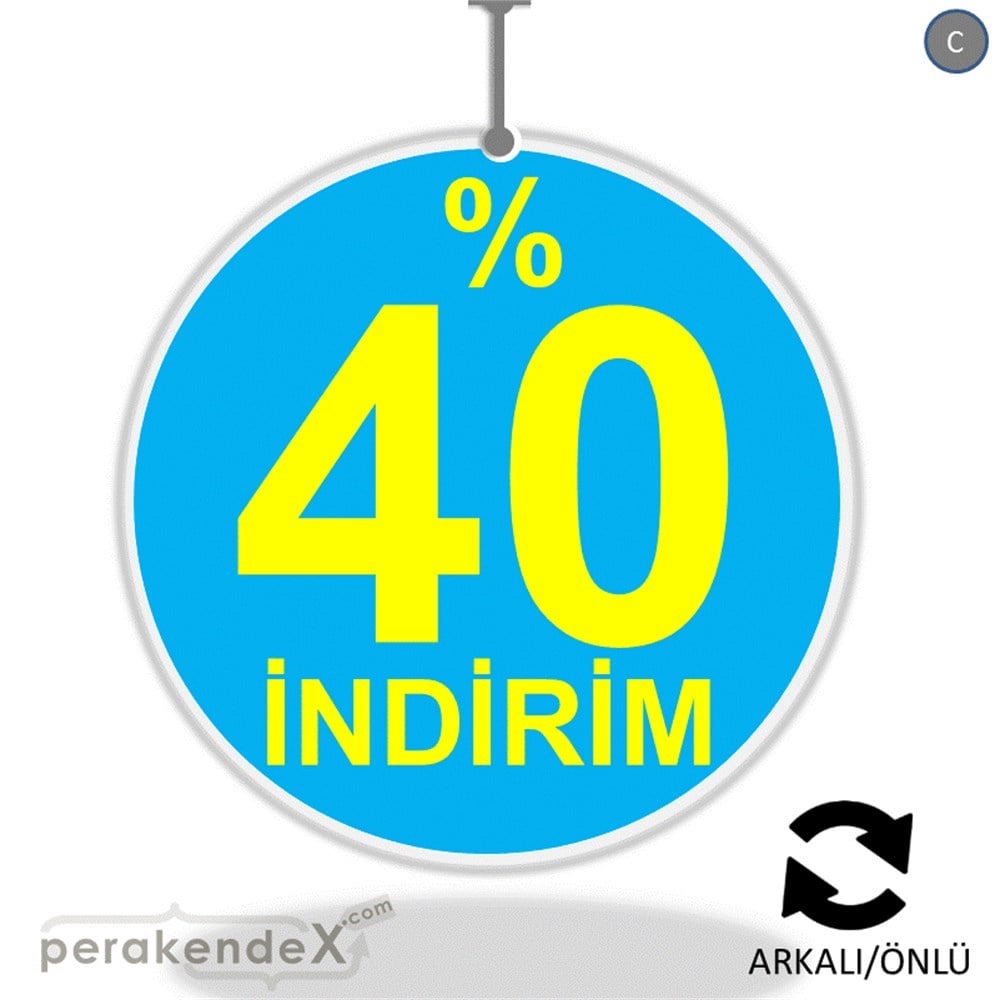 yüzde 40 indirim DÖNKARTI -oval,çift yön baskı