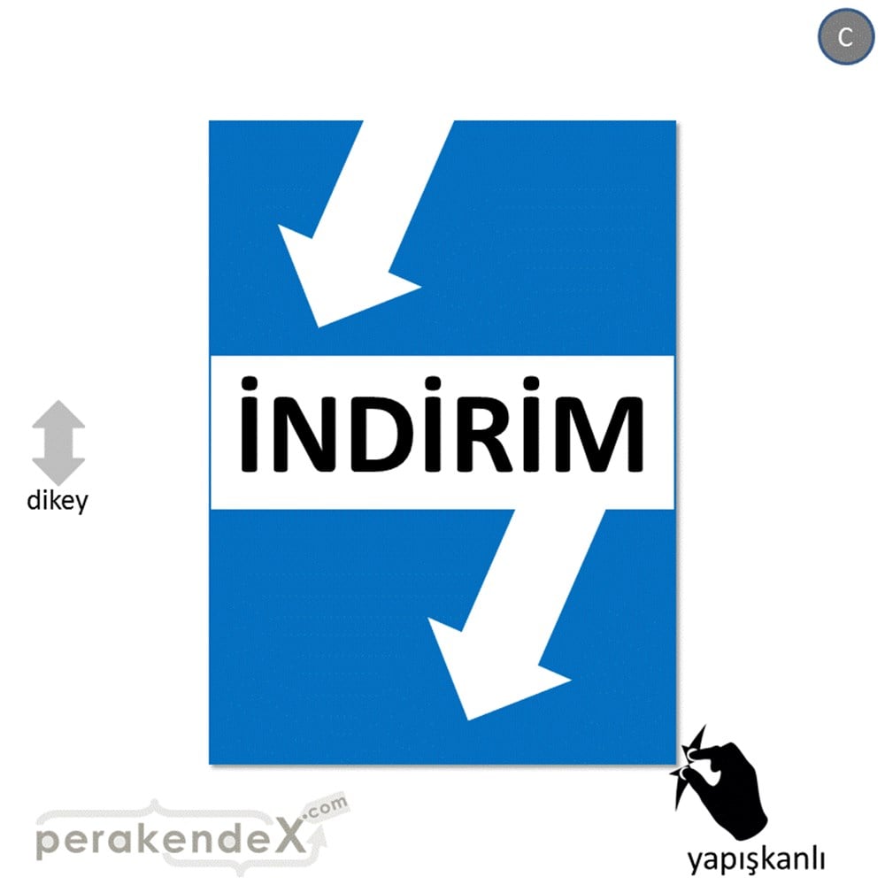 2 oklu indirim CAMA YAPIŞAN FOLYO -dikdörtgen,tek yön baskı