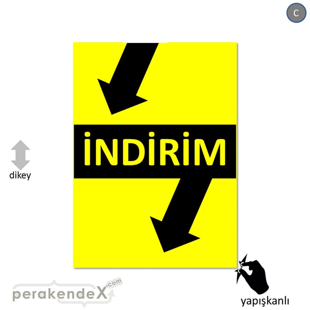 2 oklu indirim CAMA YAPIŞAN FOLYO -dikdörtgen,tek yön baskı