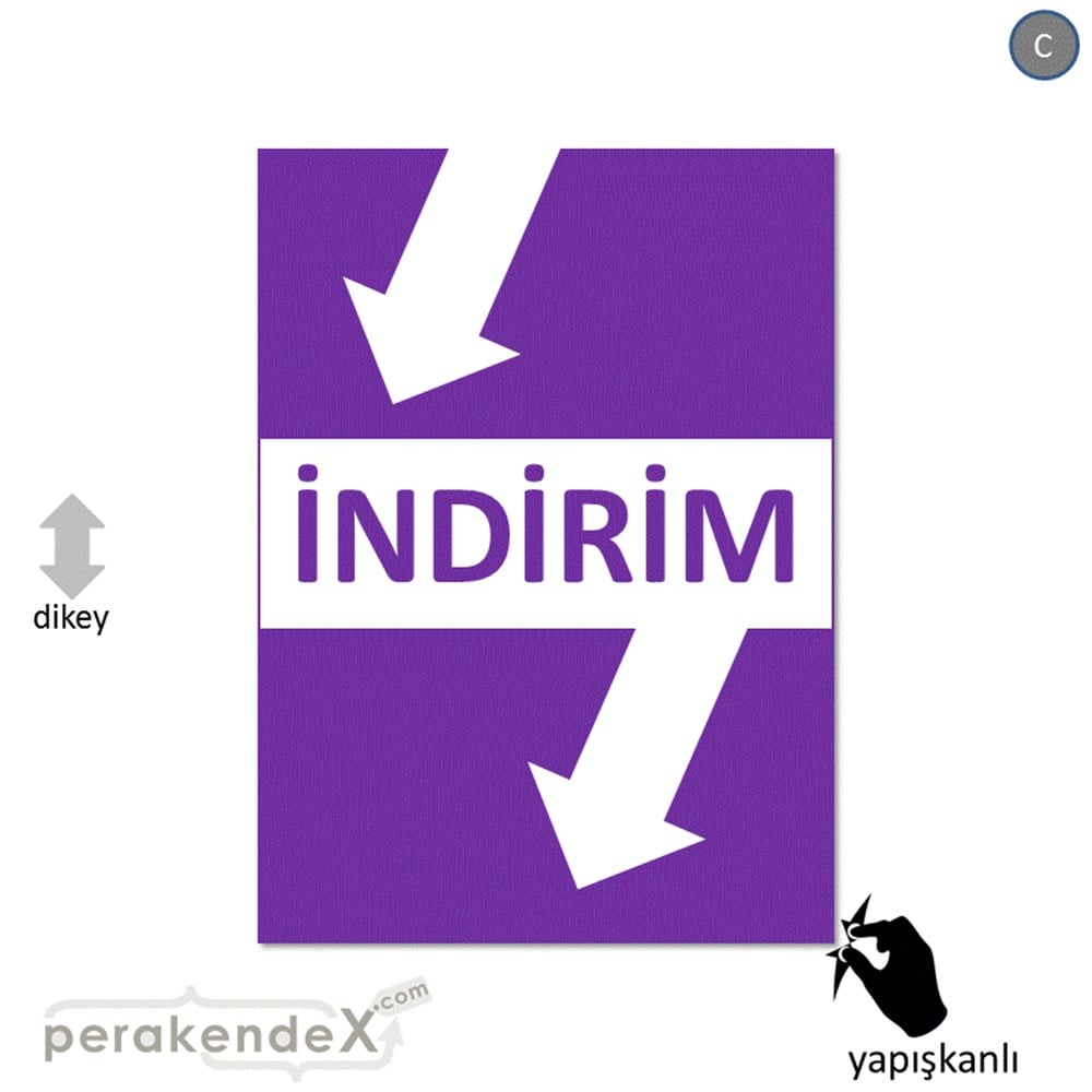 2 oklu indirim CAMA YAPIŞAN FOLYO -dikdörtgen,tek yön baskı