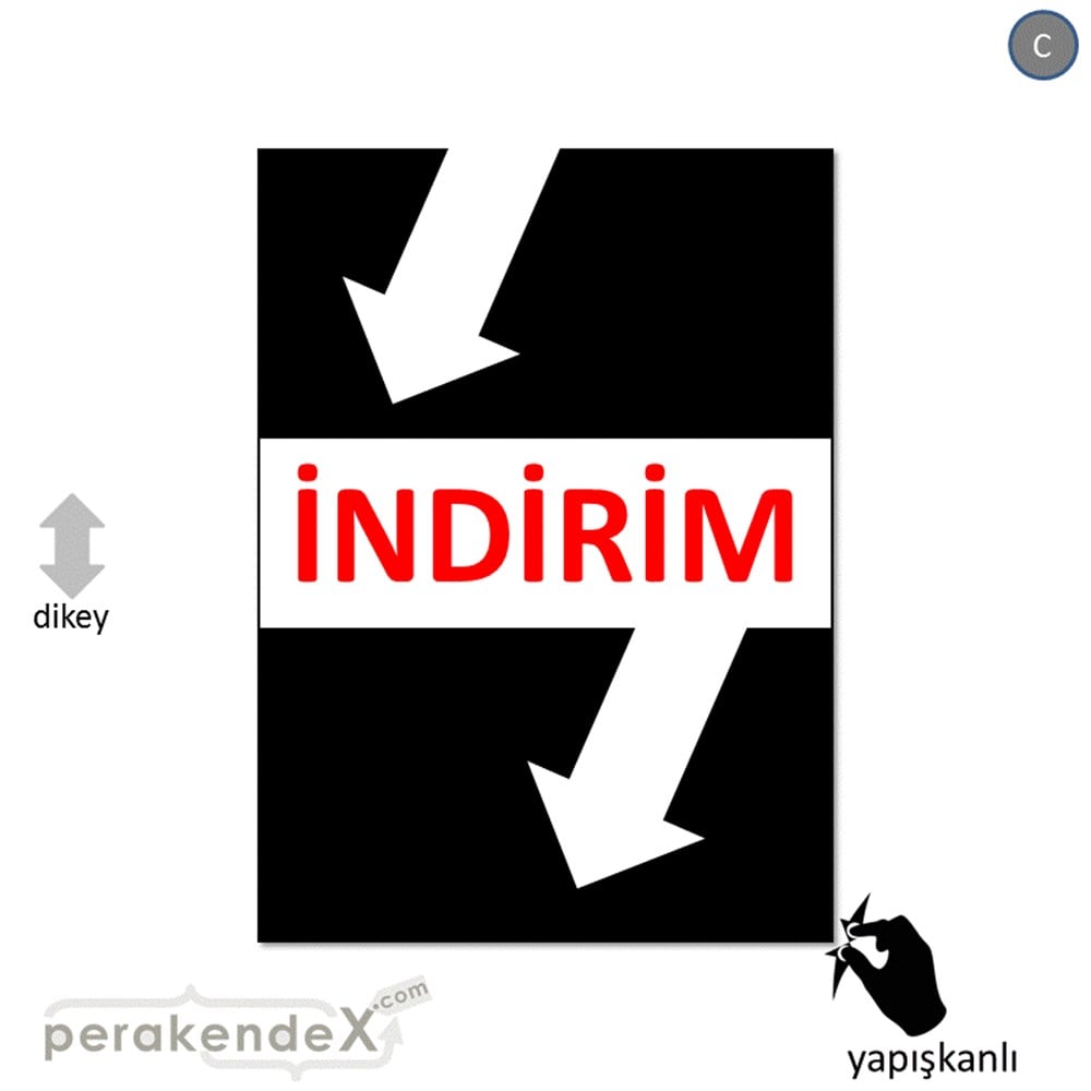 2 oklu indirim CAMA YAPIŞAN FOLYO -dikdörtgen,tek yön baskı