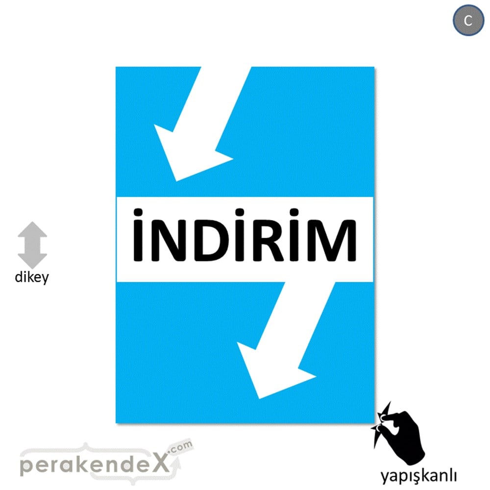 2 oklu indirim CAMA YAPIŞAN FOLYO -dikdörtgen,tek yön baskı