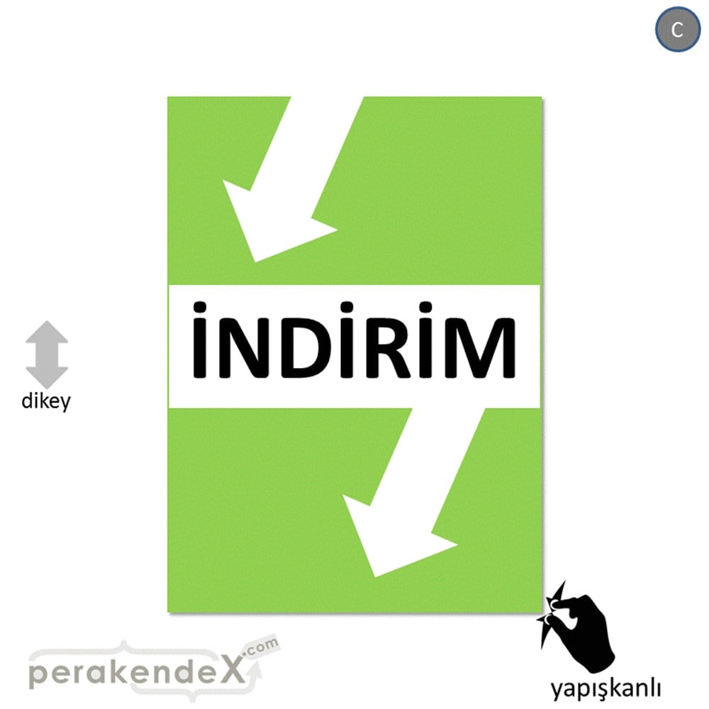 2 oklu indirim CAMA YAPIŞAN FOLYO -dikdörtgen,tek yön baskı