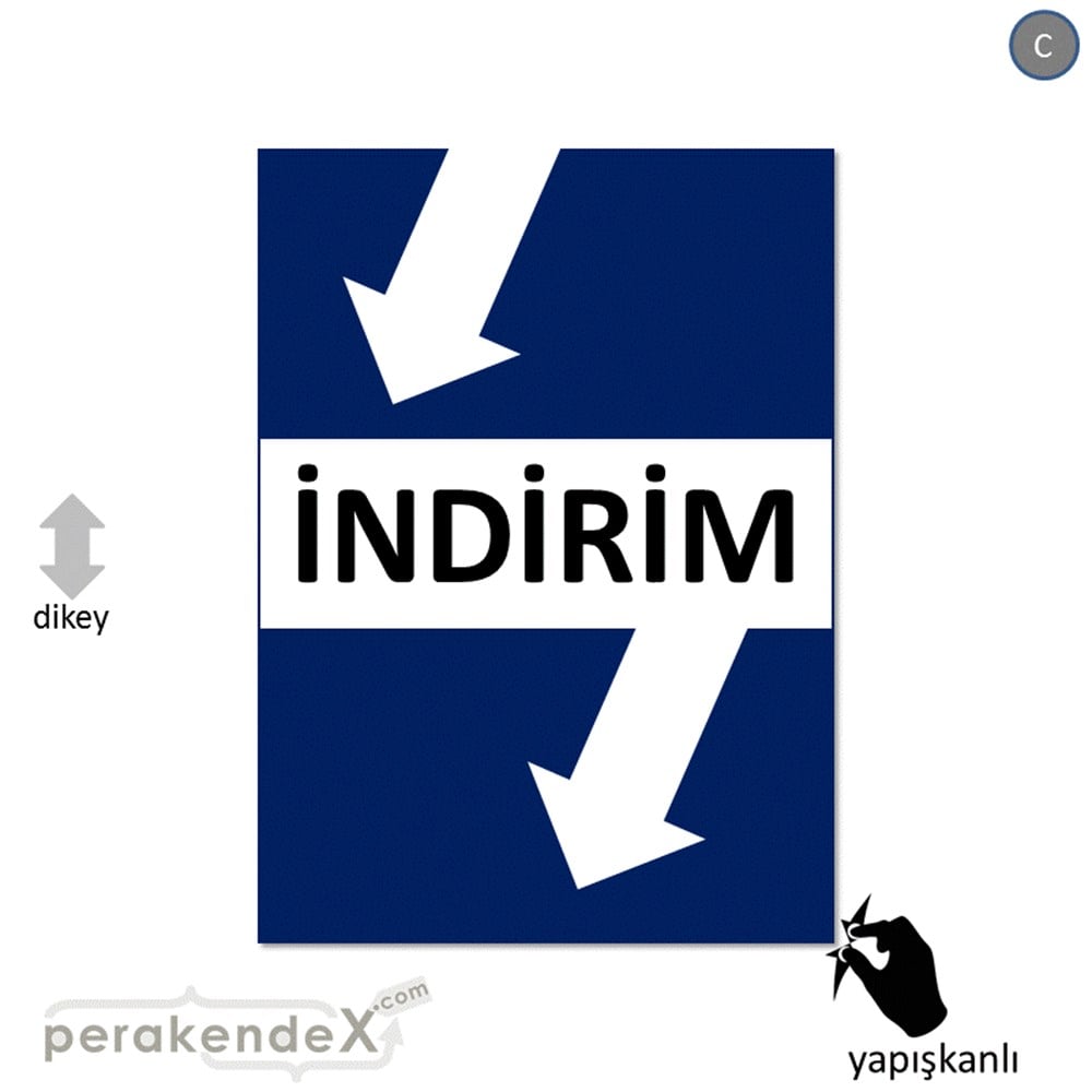 2 oklu indirim CAMA YAPIŞAN FOLYO -dikdörtgen,tek yön baskı