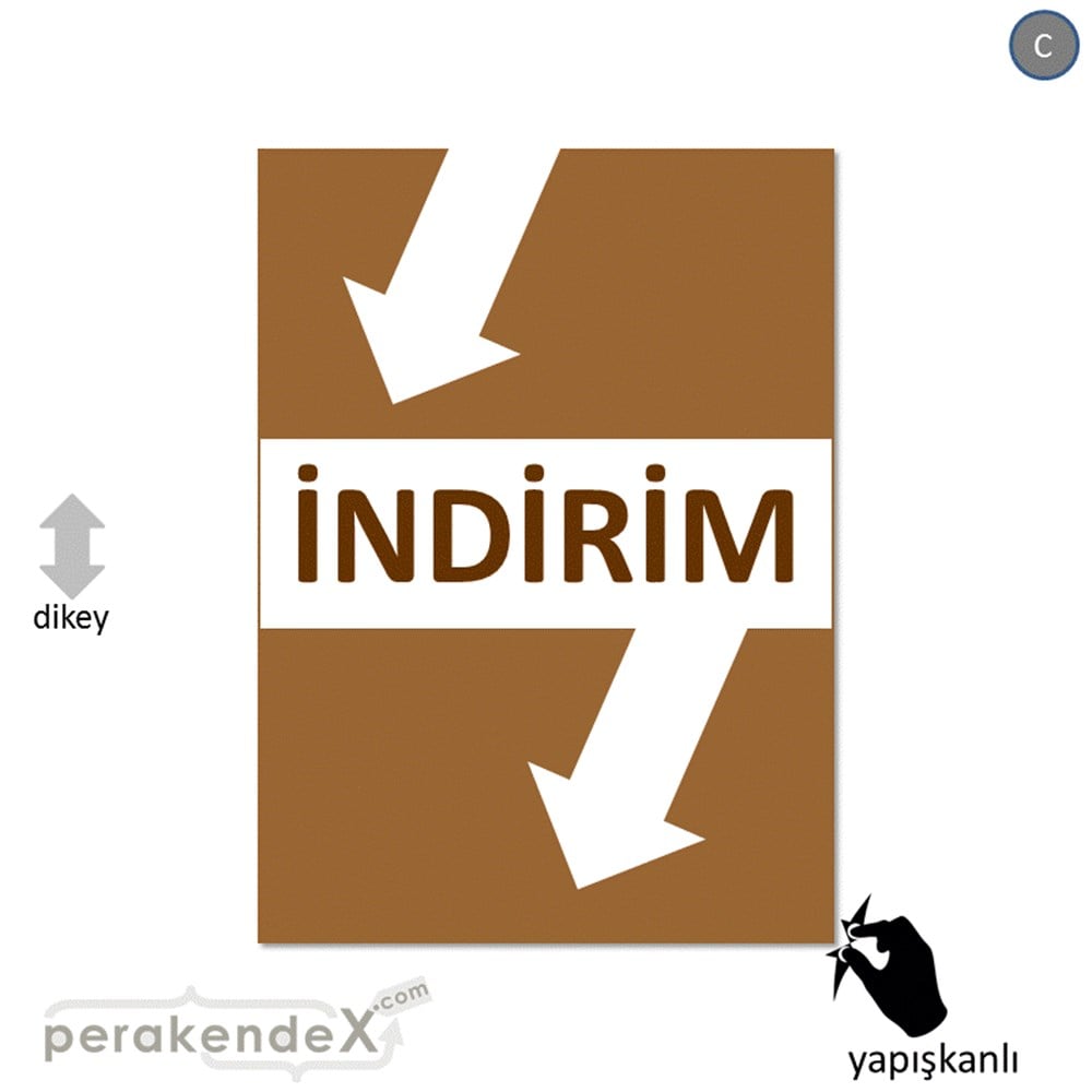 2 oklu indirim CAMA YAPIŞAN FOLYO -dikdörtgen,tek yön baskı