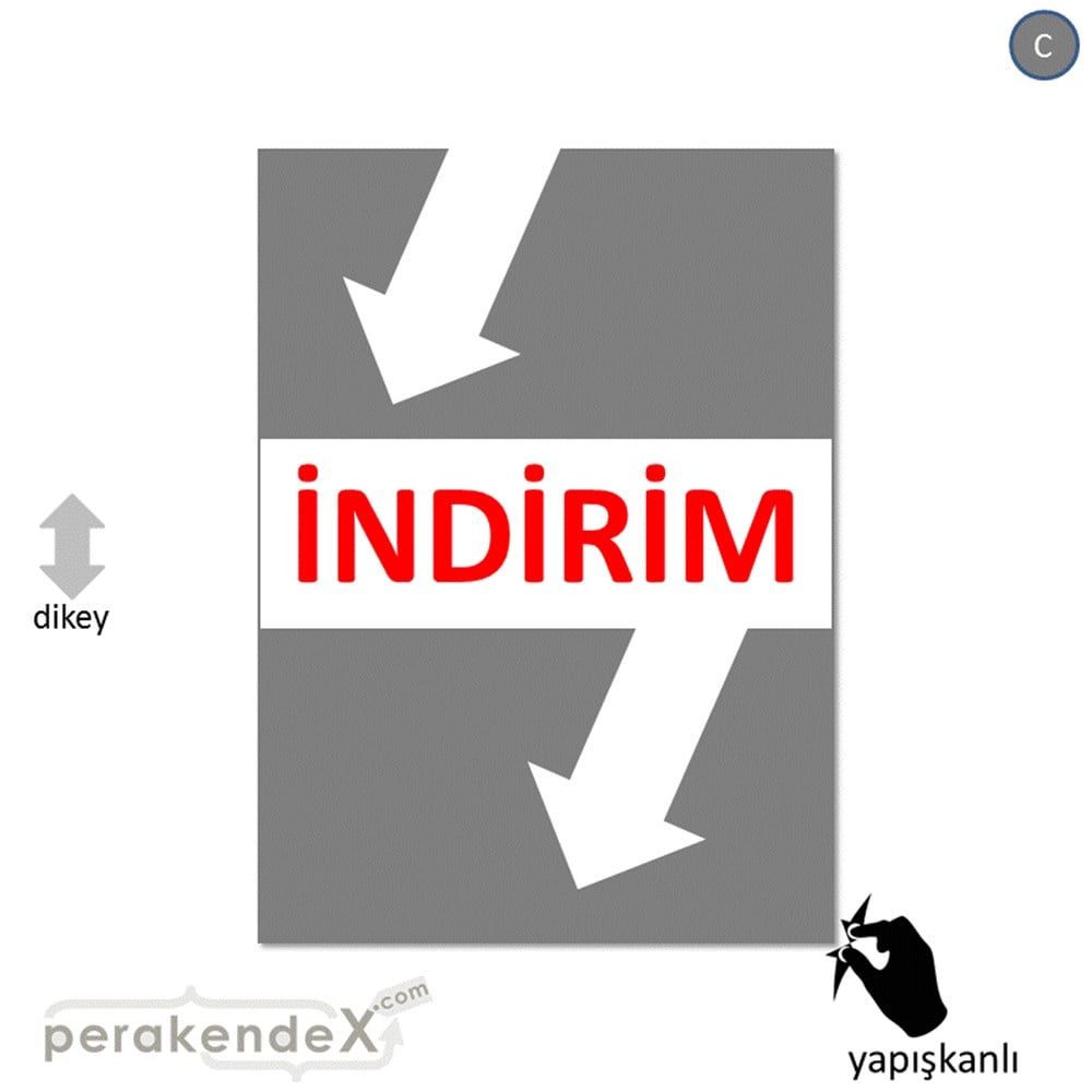 2 oklu indirim CAMA YAPIŞAN FOLYO -dikdörtgen,tek yön baskı