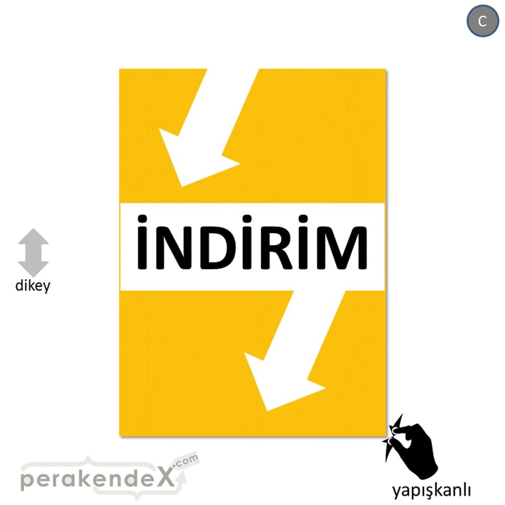 2 oklu indirim CAMA YAPIŞAN FOLYO -dikdörtgen,tek yön baskı