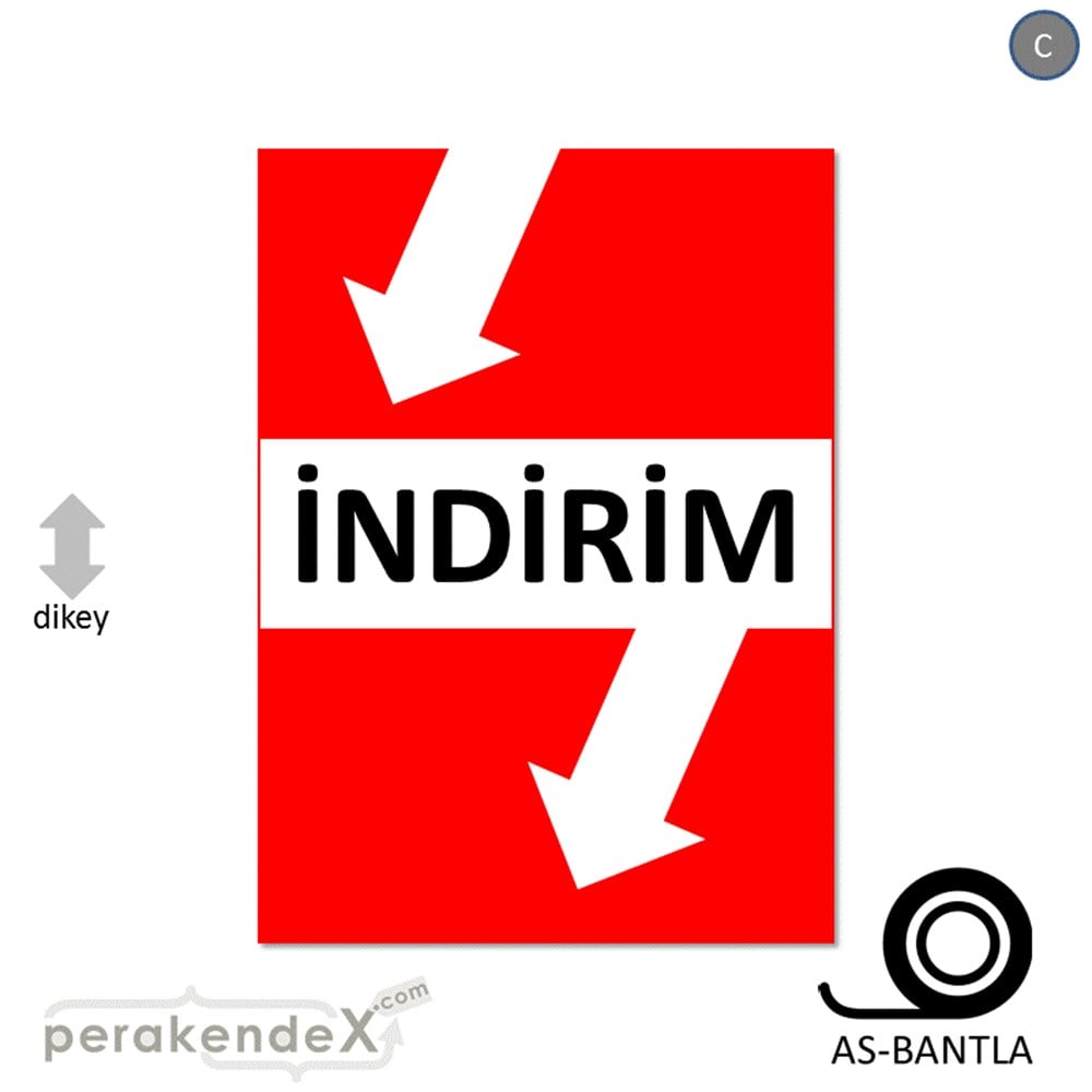 2 oklu indirim POSTERİ -dikdörtgen,tek yön baskı